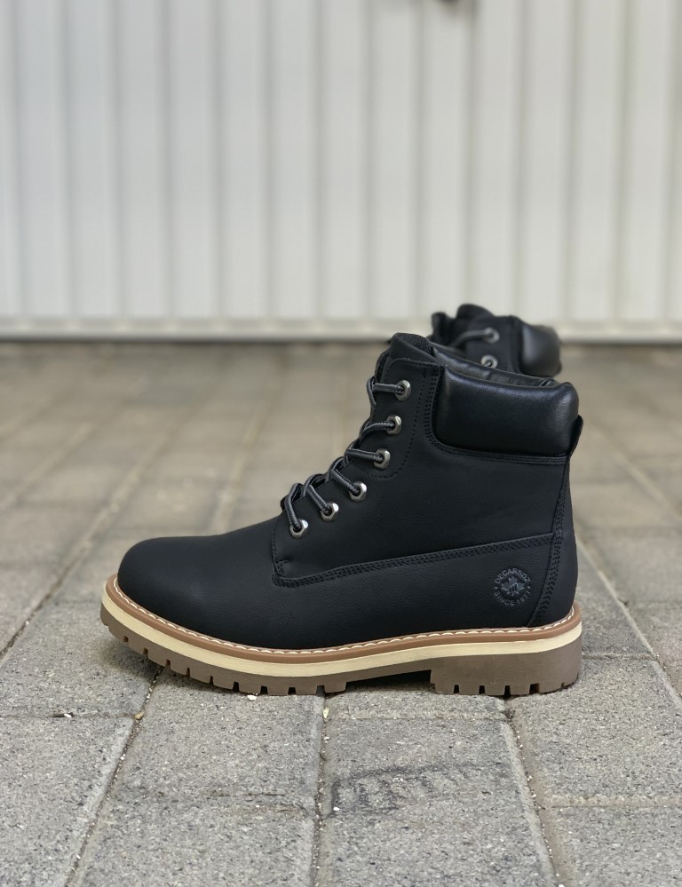 Ανδρικά μαύρα μποτάκια με τρακτερωτή σόλα RW005 φωτογραφία